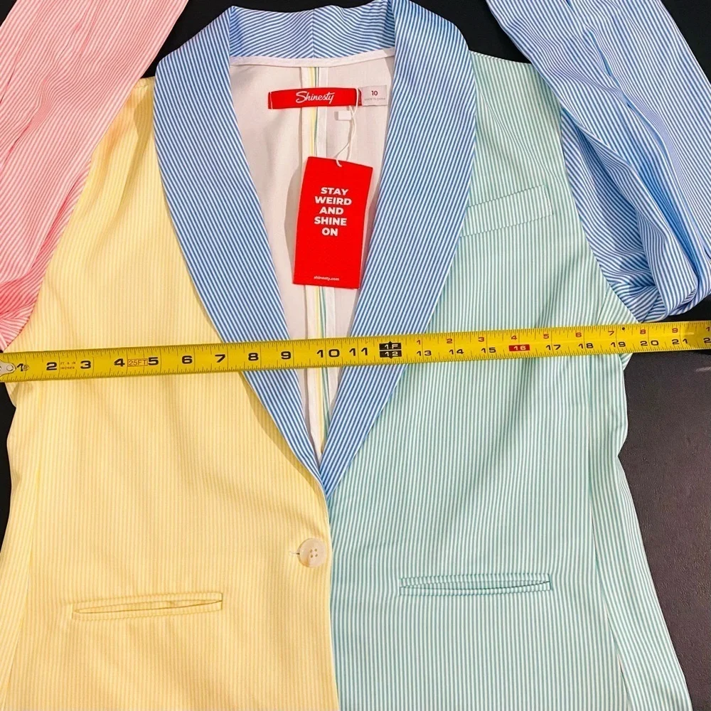New Shinesty Millionaires Row Derby Color Block Blazer Size 10 Striped